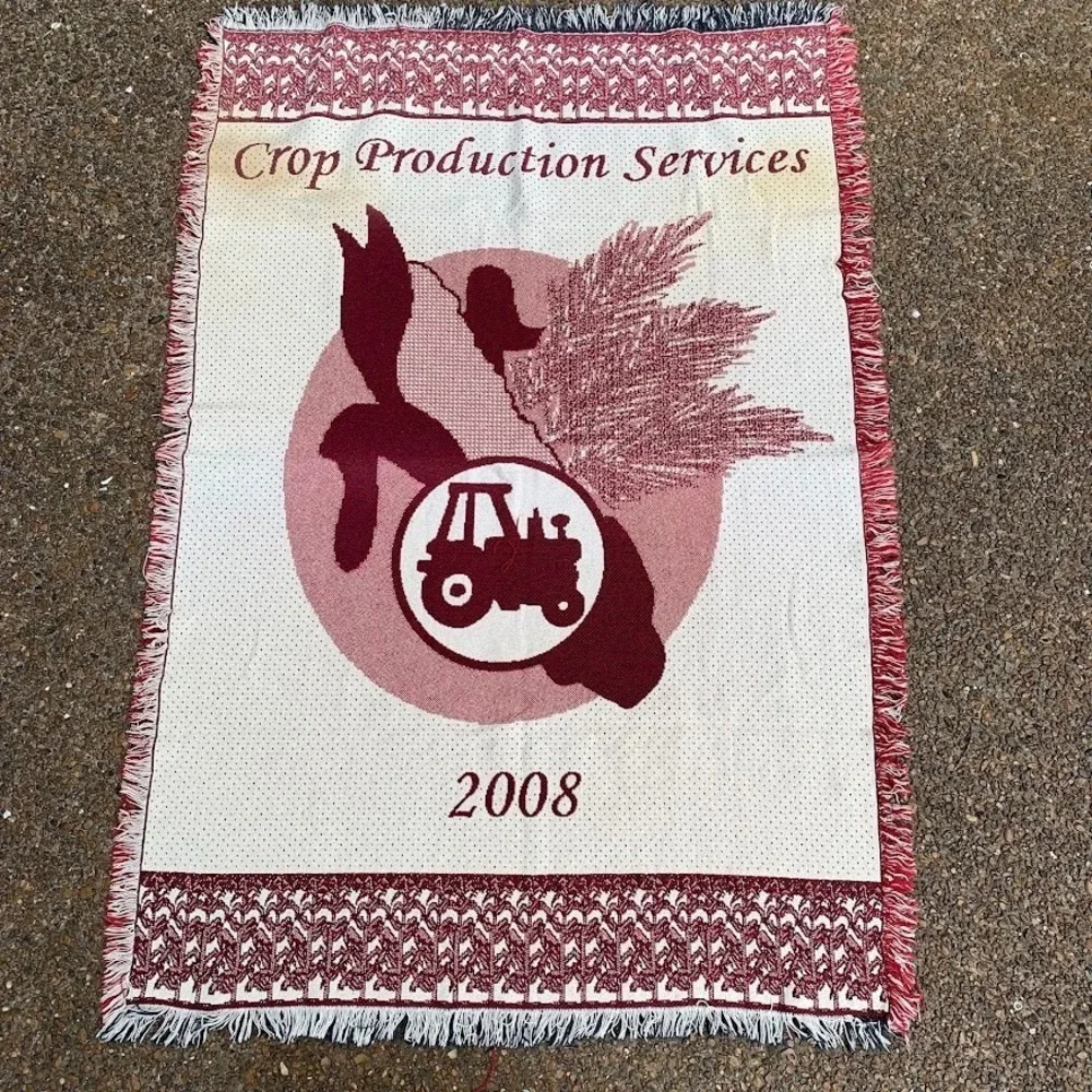 Crop‎ Production Services 2008 Woven Throw Blanket Tapestry Farming Corn Tractor
